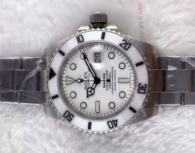 Replica Rolex Bamford Submariner Watch - White Face/Ceramic Bezel/SS